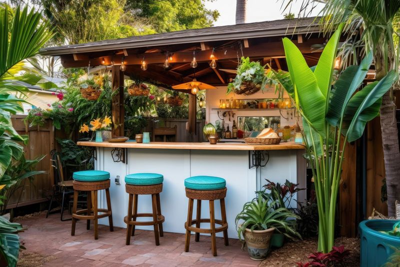 Tropical Tiki-Style Kitchen Setup