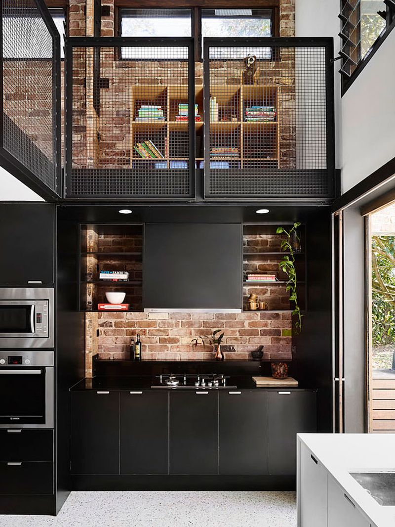 Reclaimed Brick with Matte Black Cabinets