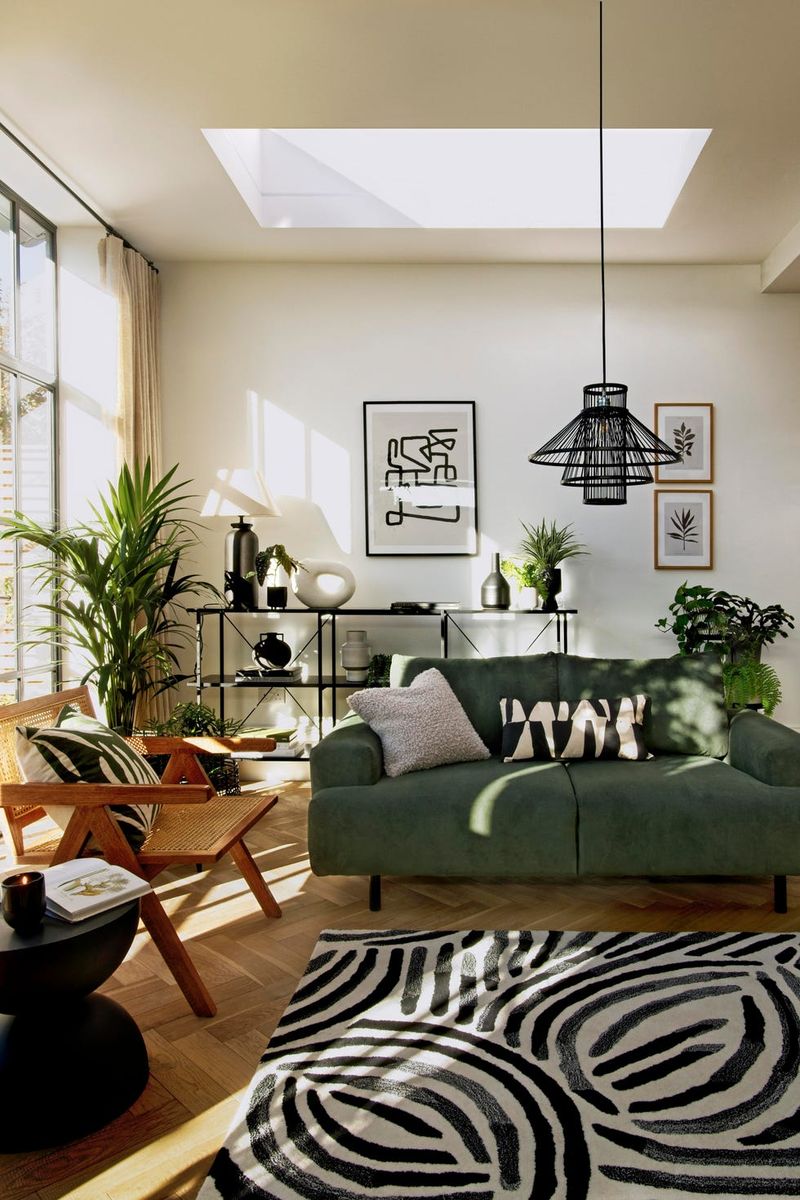 Black And White With Greenery