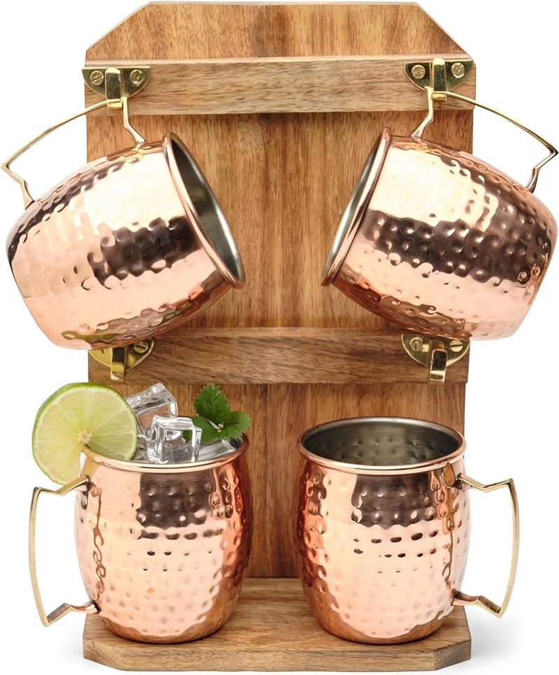 Copper Moscow Mule Mugs Display
