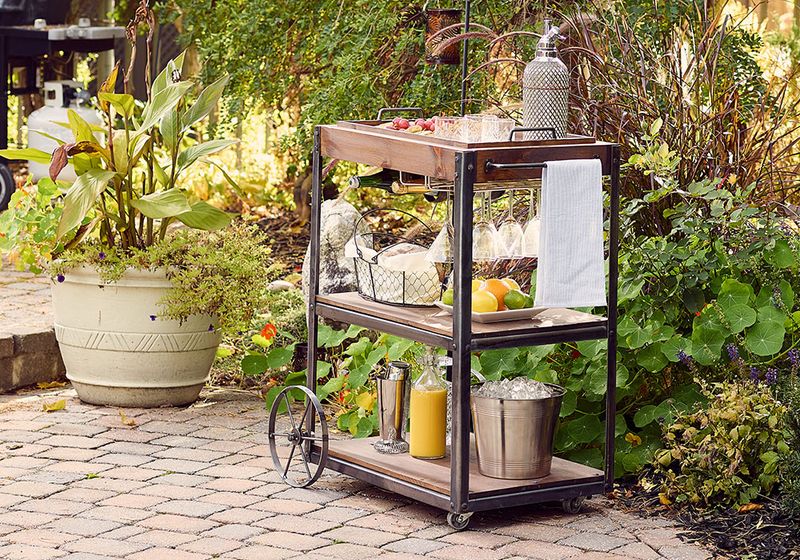 Rustic Outdoor Bar Cart
