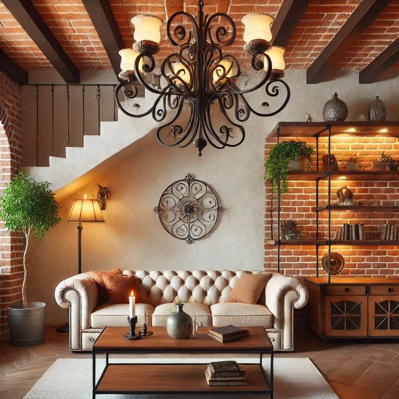 Wrought iron light fixtures and decor