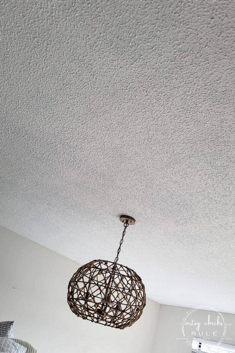 Popcorn ceilings above kitchen islands