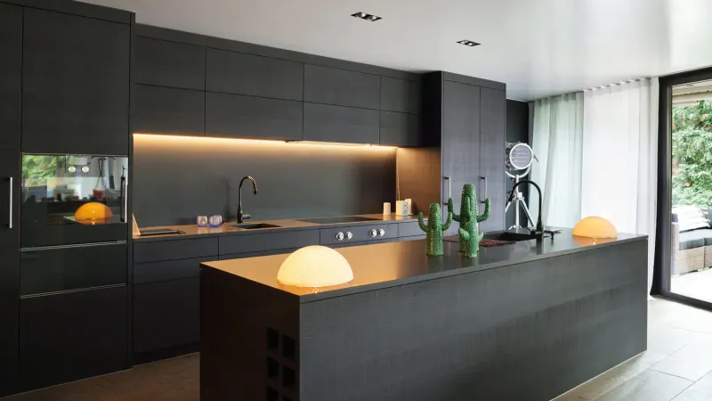 Glossy Black Cabinets