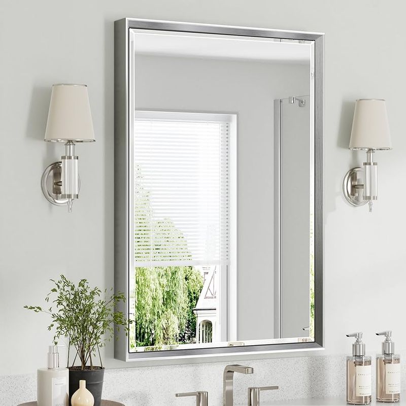 Silver-trimmed wall mirrors