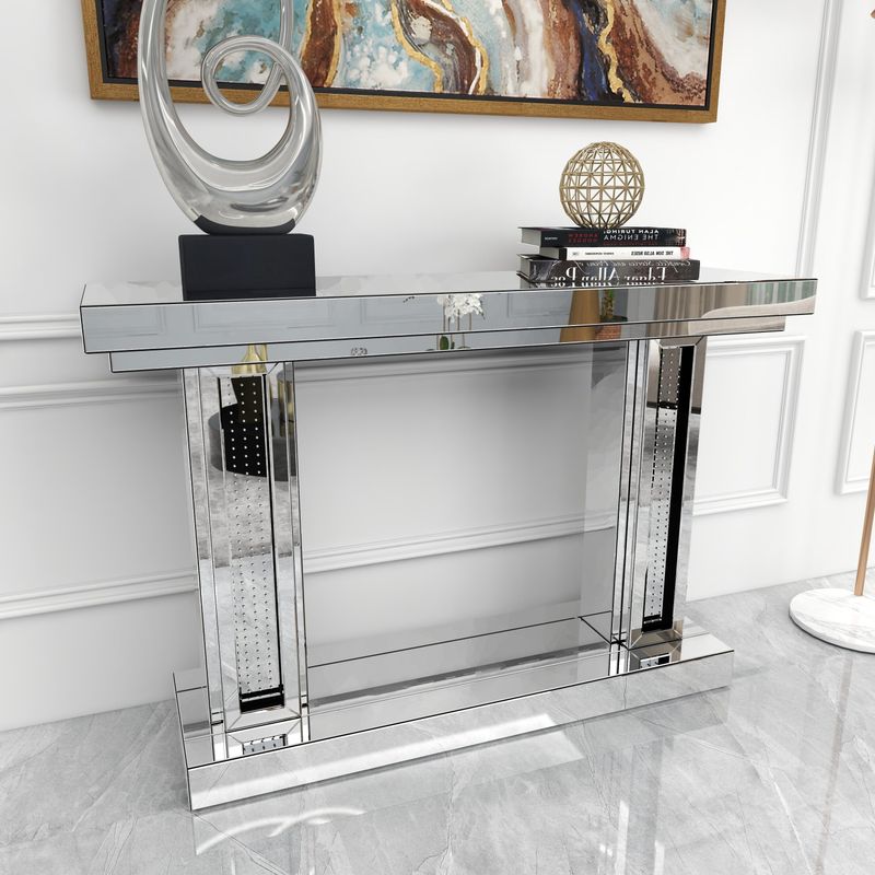 Mirrored furniture with silver trim