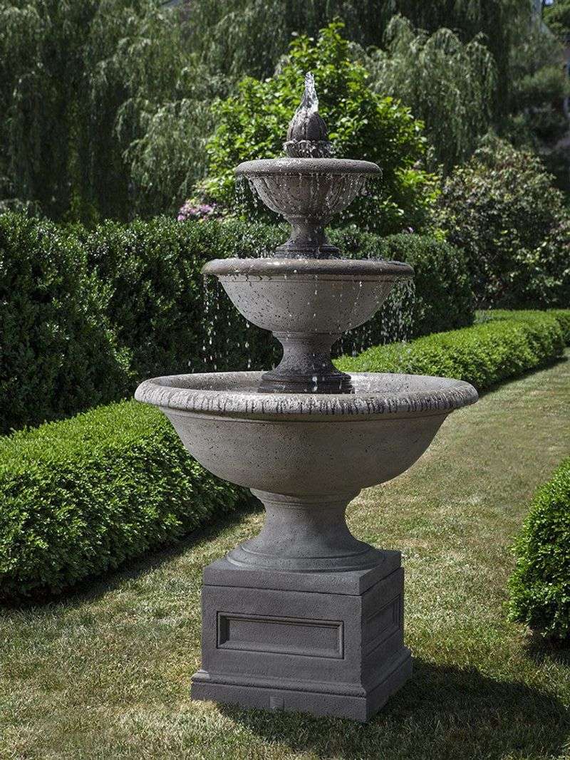 Tiered stone fountains