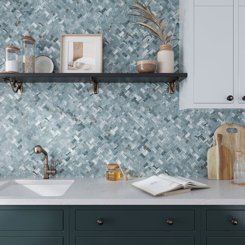 Textured tile backsplashes