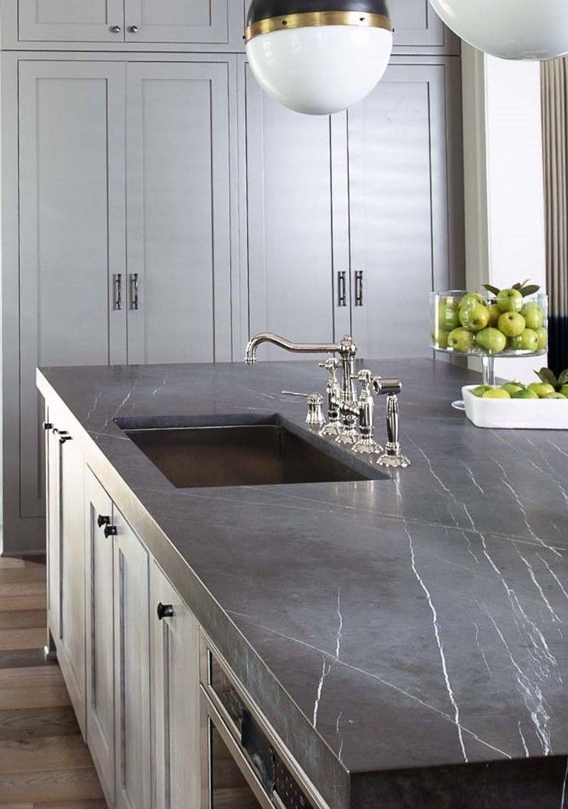Honed Marble in Soft Gray