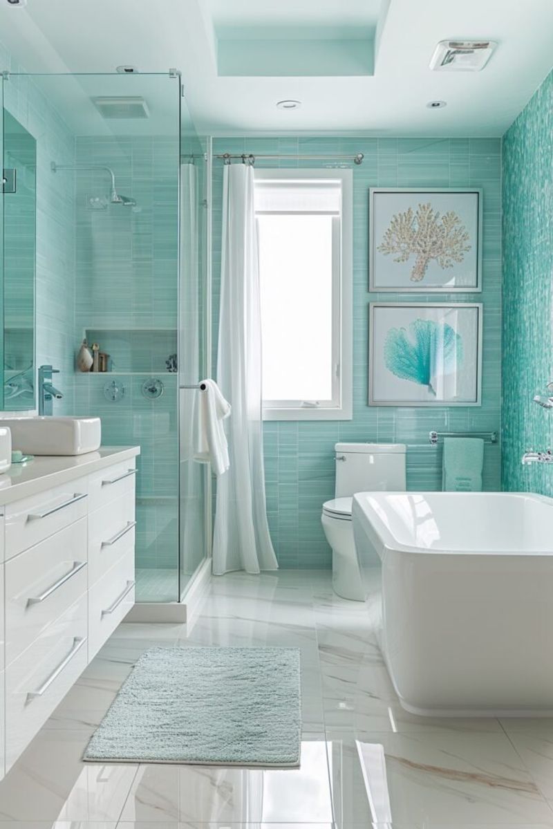 Soft Aqua and Creamy White
