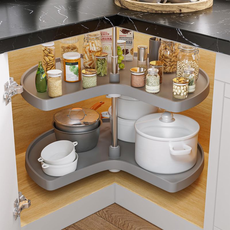 Use Lazy Susans For Corner Cabinet Access