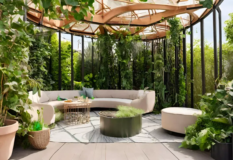 Surround It with Lush Greenery or Climbing Vines