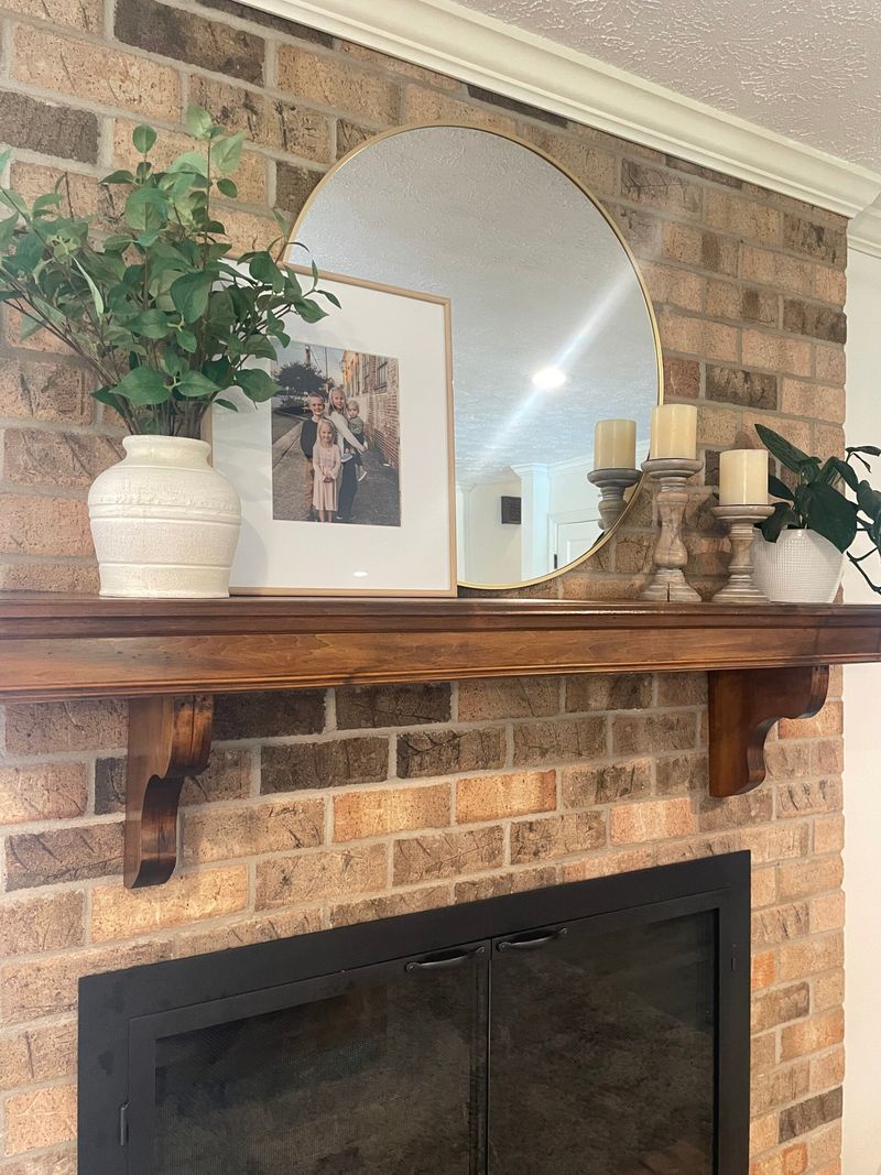 Painted-over brick fireplaces