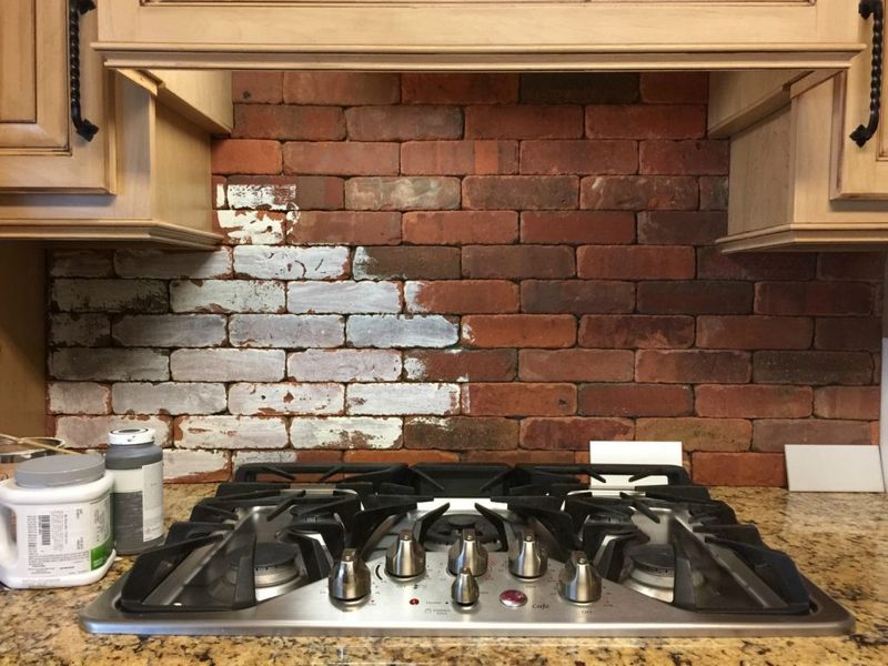 Painted Brick Backsplash