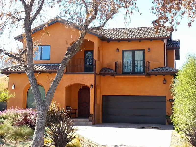 Burnt Orange Door + Dark Brown Shutters