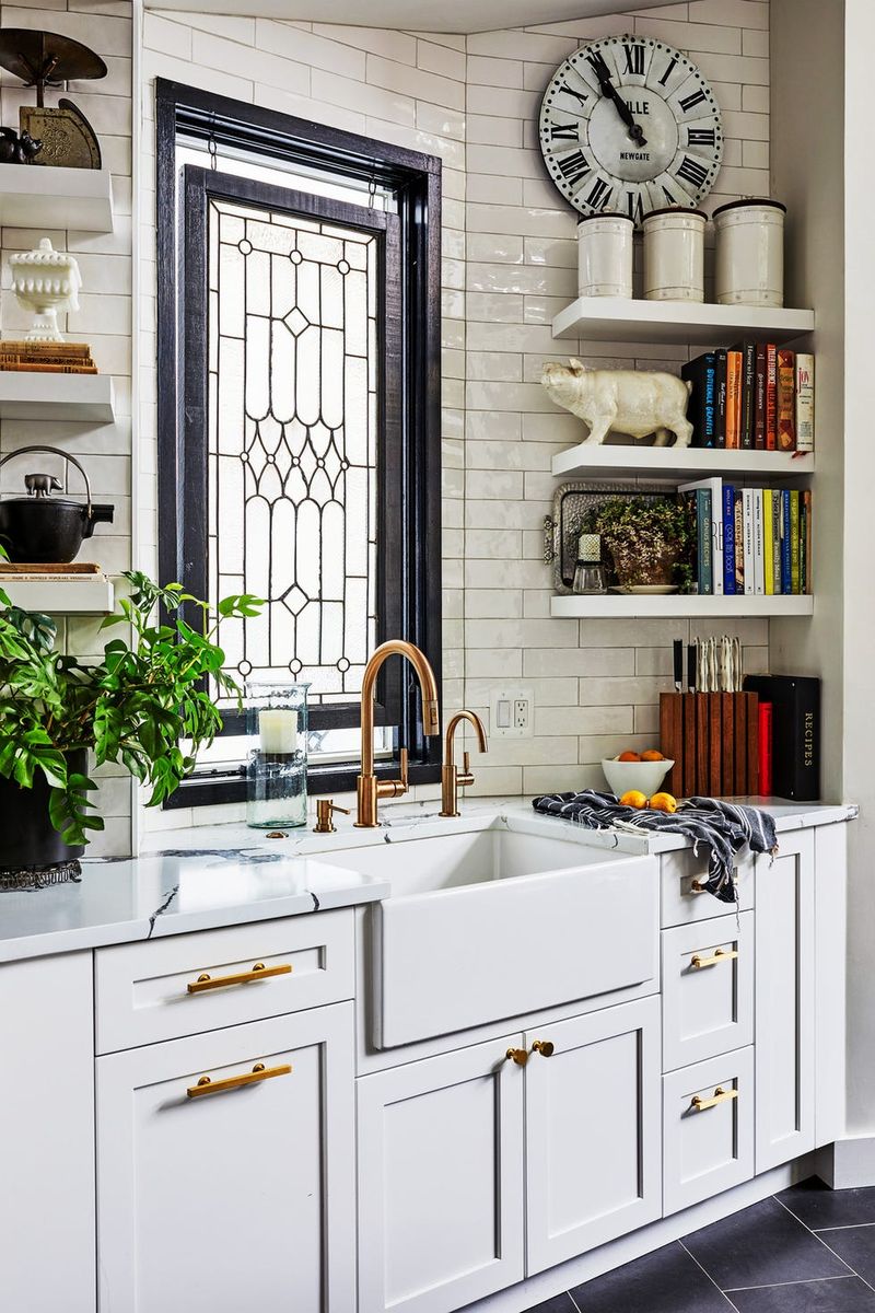 Replace with: A mix of closed cabinets and limited open display
