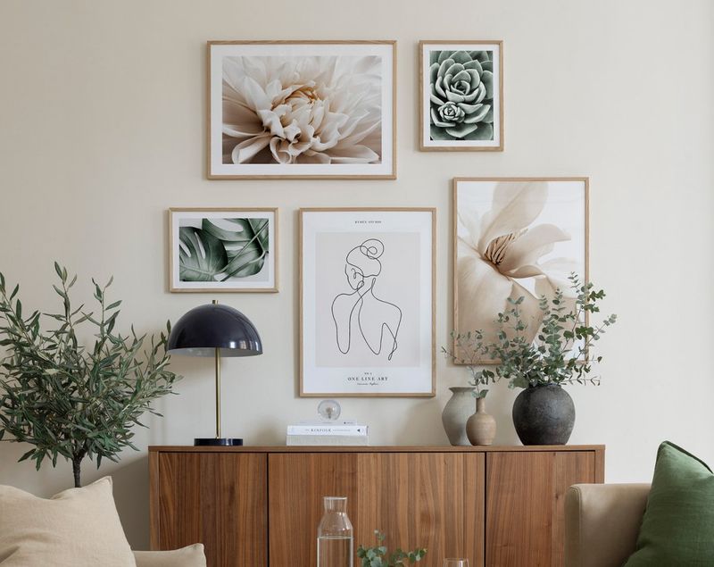 Balance the gallery wall with surrounding furniture