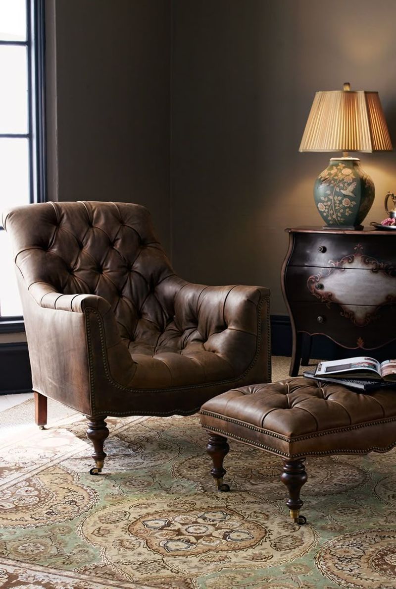 Worn Leather Reading Chair