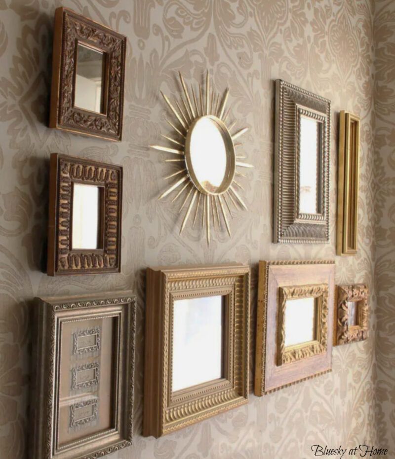 Vintage Mirror Collection On Clay Wall