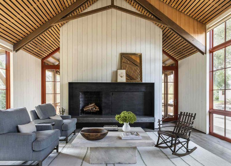 Slate Blue Sofa With Rustic Barn Wood