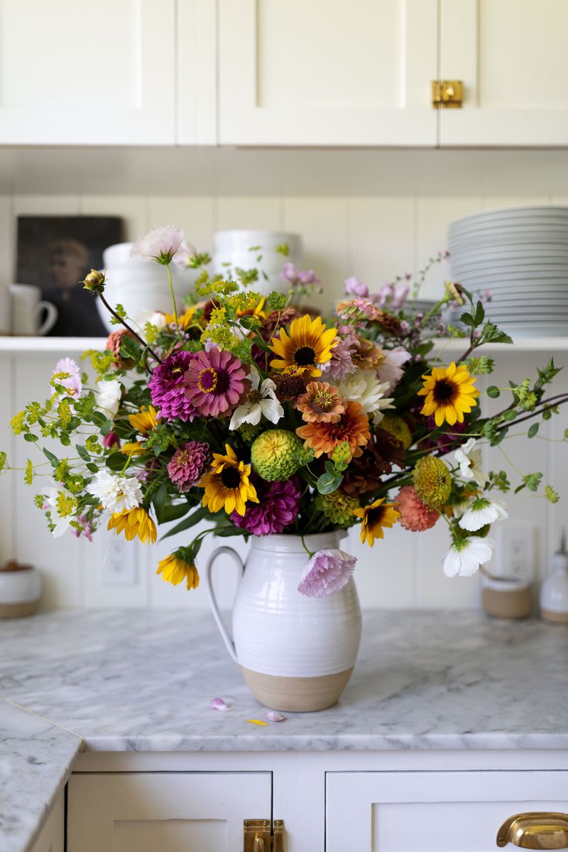 Wildflower Arrangements In Pitchers