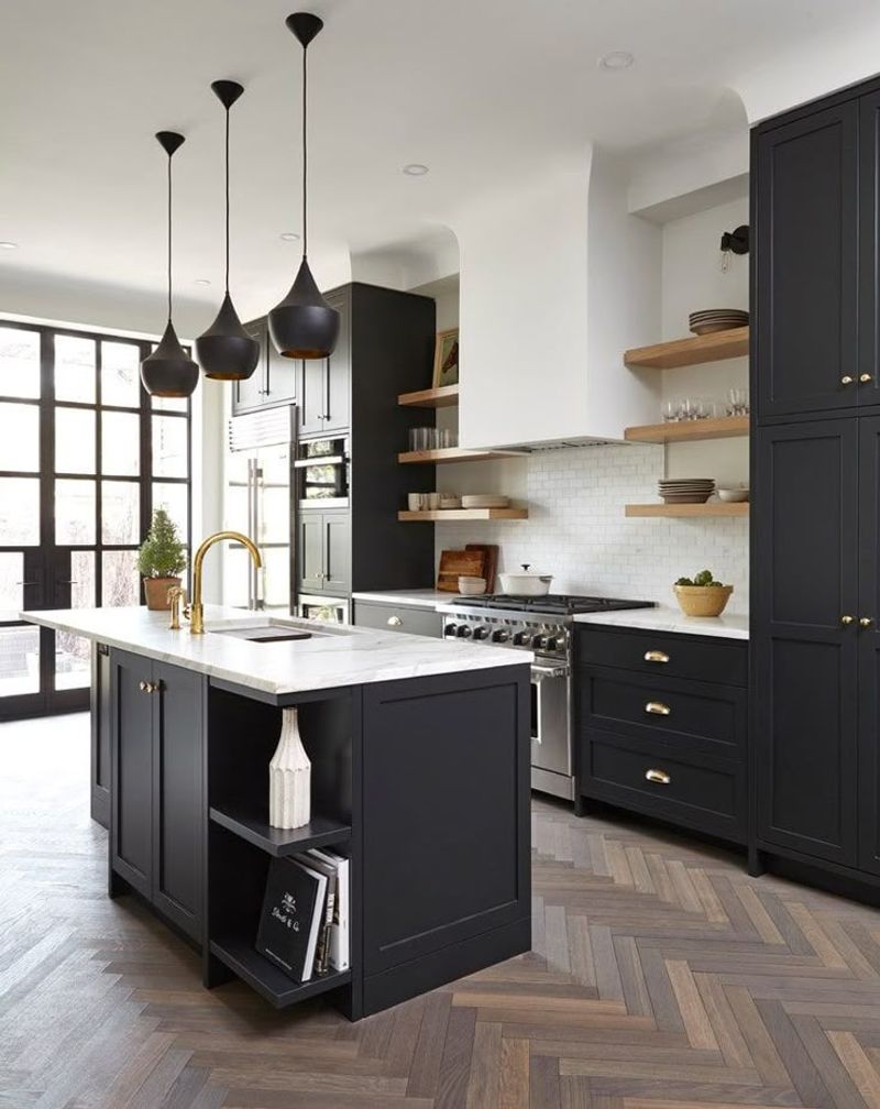Bold Statement With Black Cabinets