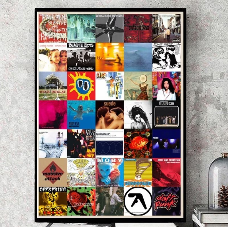 Frame vintage band posters or magazine covers