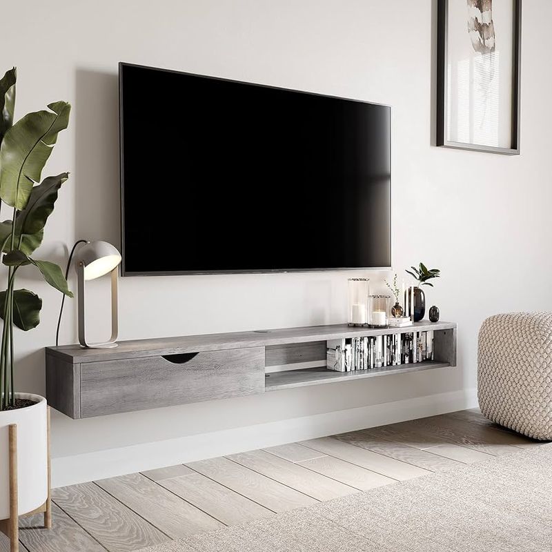 Wall-mounted TVs with built-in shelving