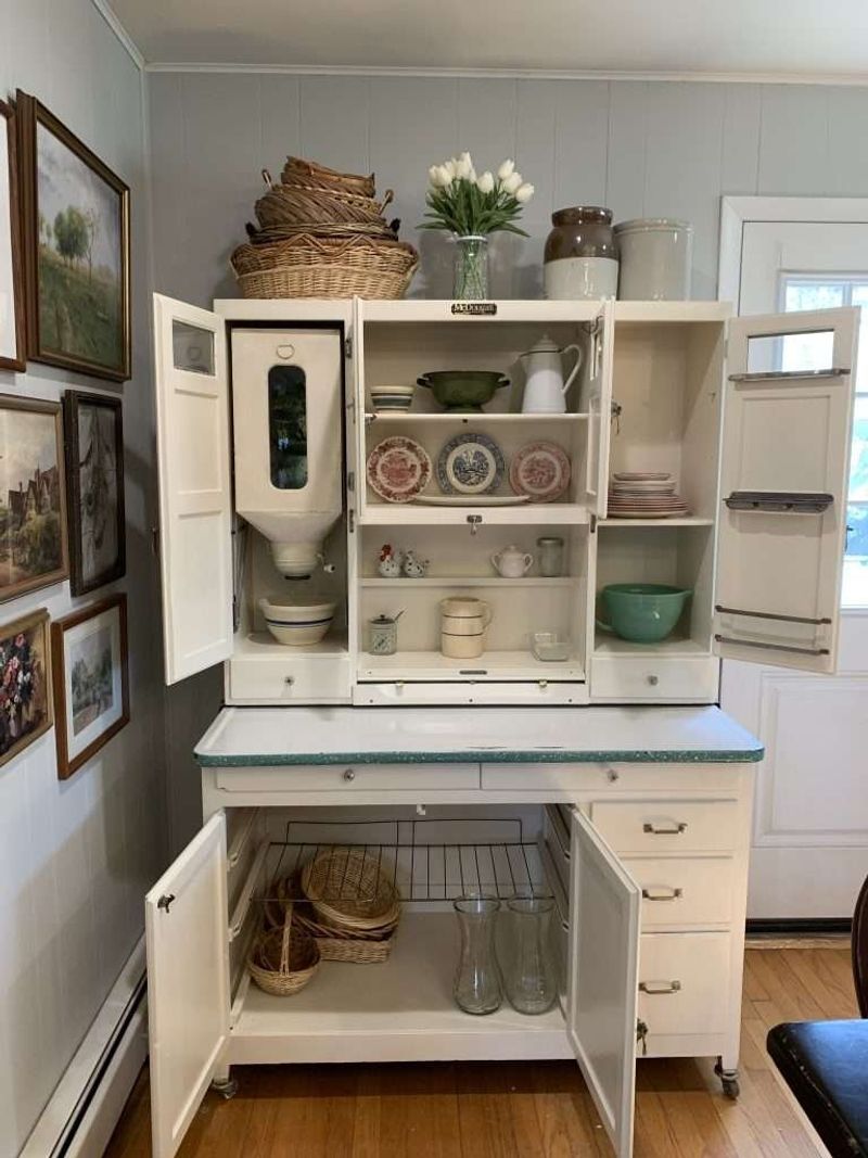 Tilt-out flour bins and bread drawers