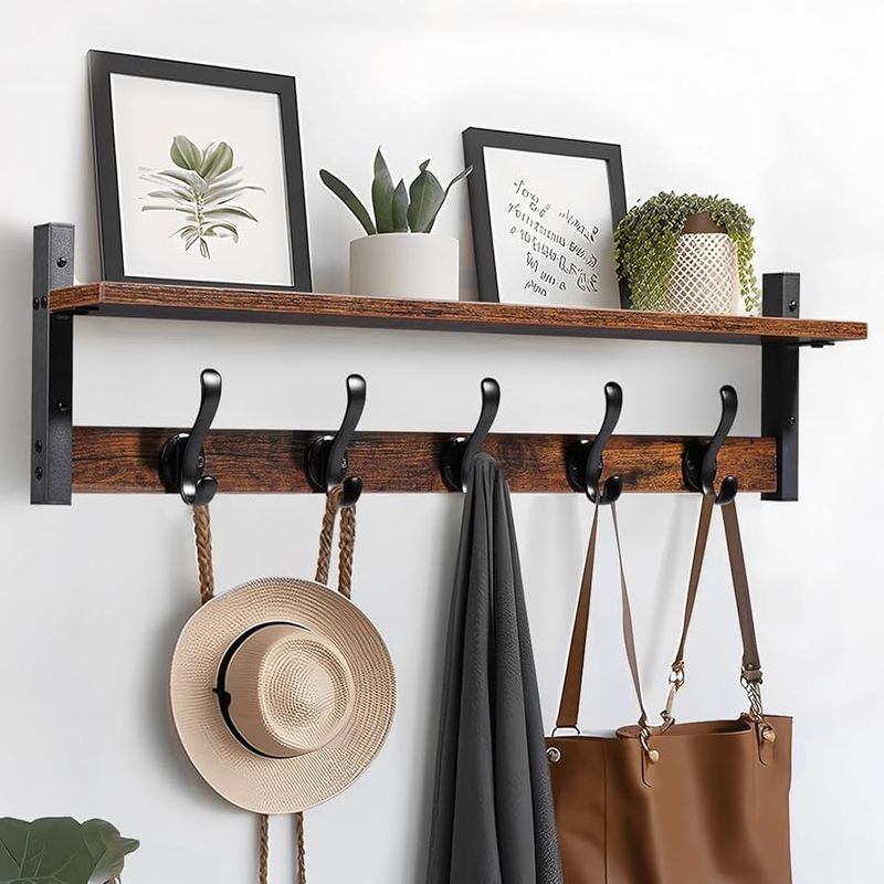 Wall-mounted Hooks and Shelves