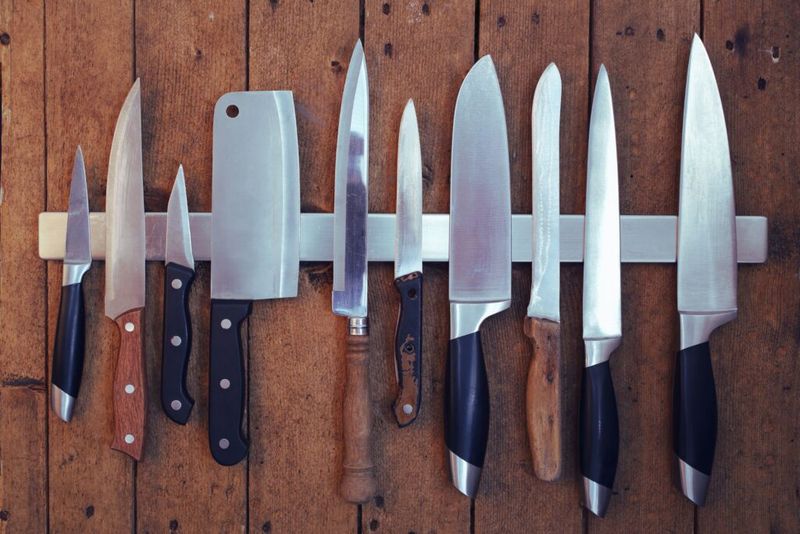 Kitchen Knives Displayed On Counters