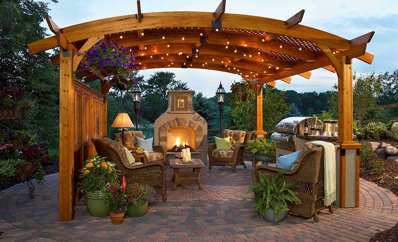 Pergola-Style Open BBQ Shelter