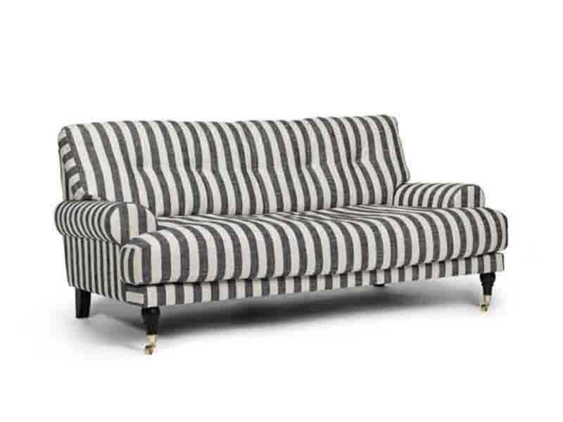 Charcoal and White Modern Stripe Sofa