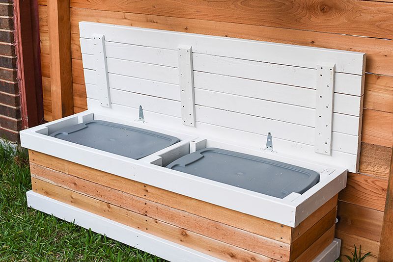 Built-In Planter Boxes With Hidden Storage Compartments