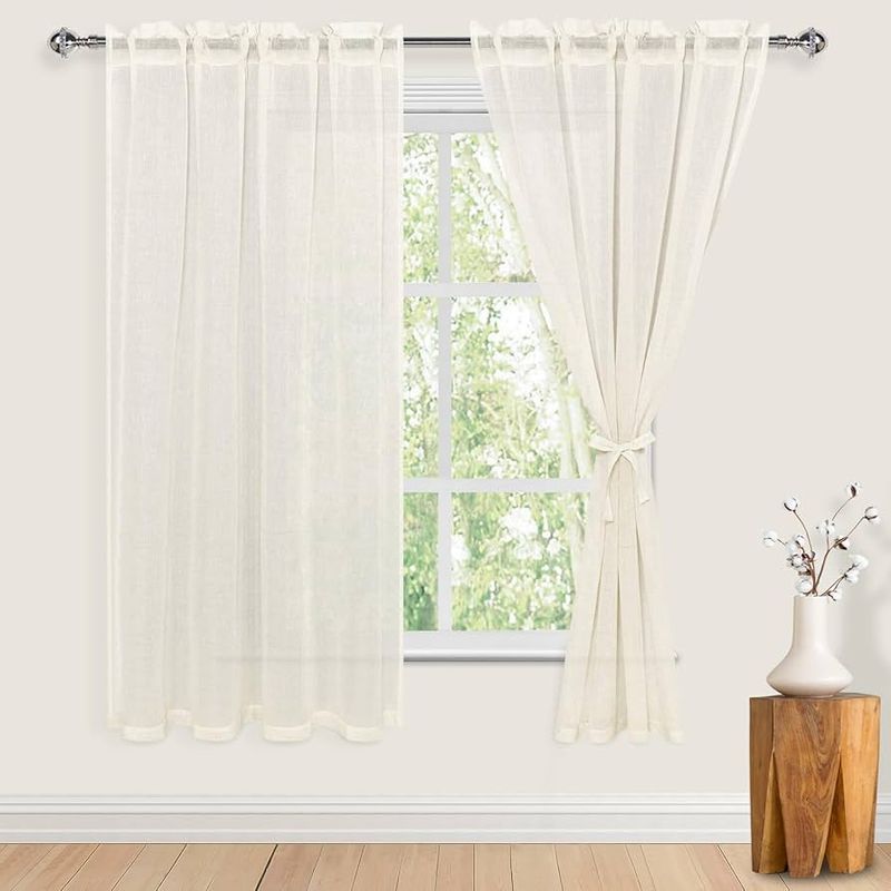 Linen Drapes with Tie-Backs