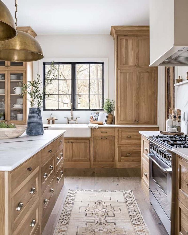 Warm wood cabinetry with visible grain