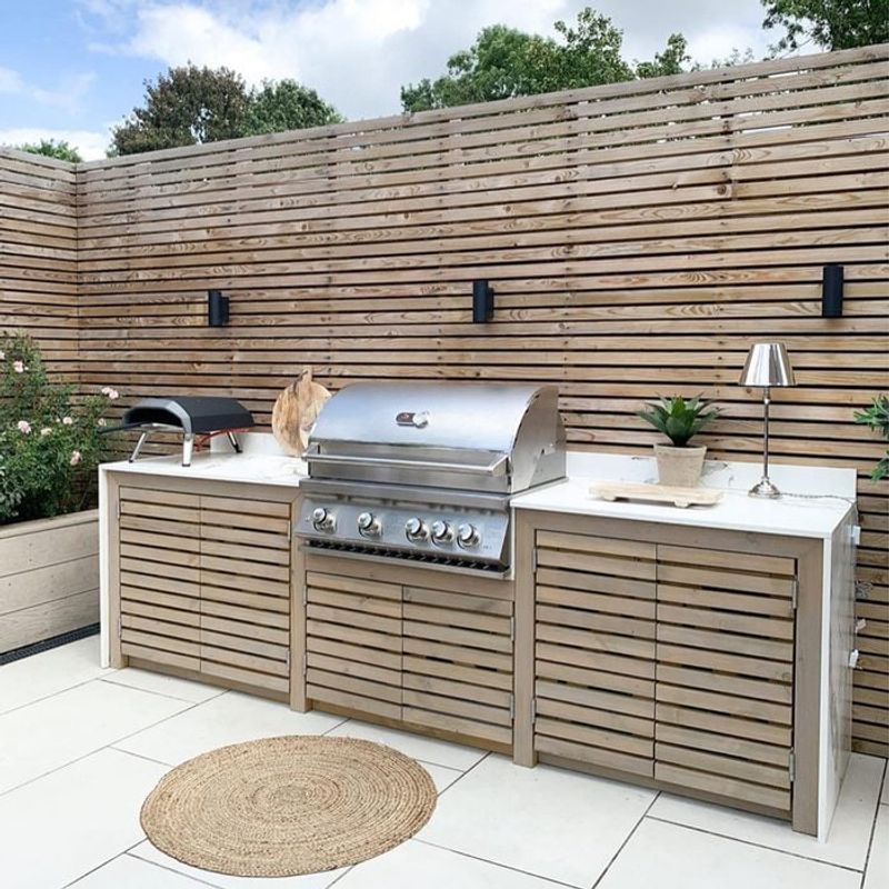 BBQ zone with compact grill and prep table
