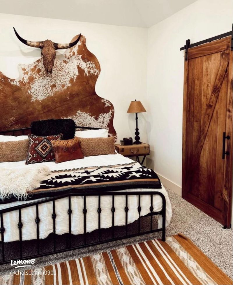 Layer denim rugs over jute or cowhide bases
