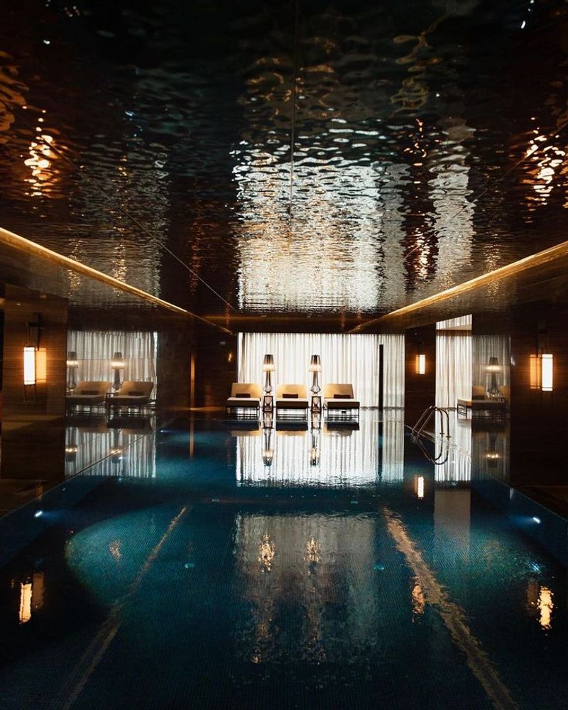 Mirrored Ceiling Above Pool