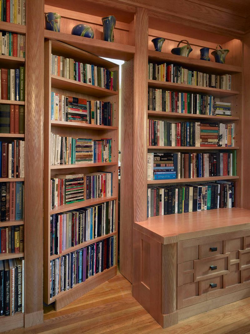 Hiding wine cellars behind built-in shelving
