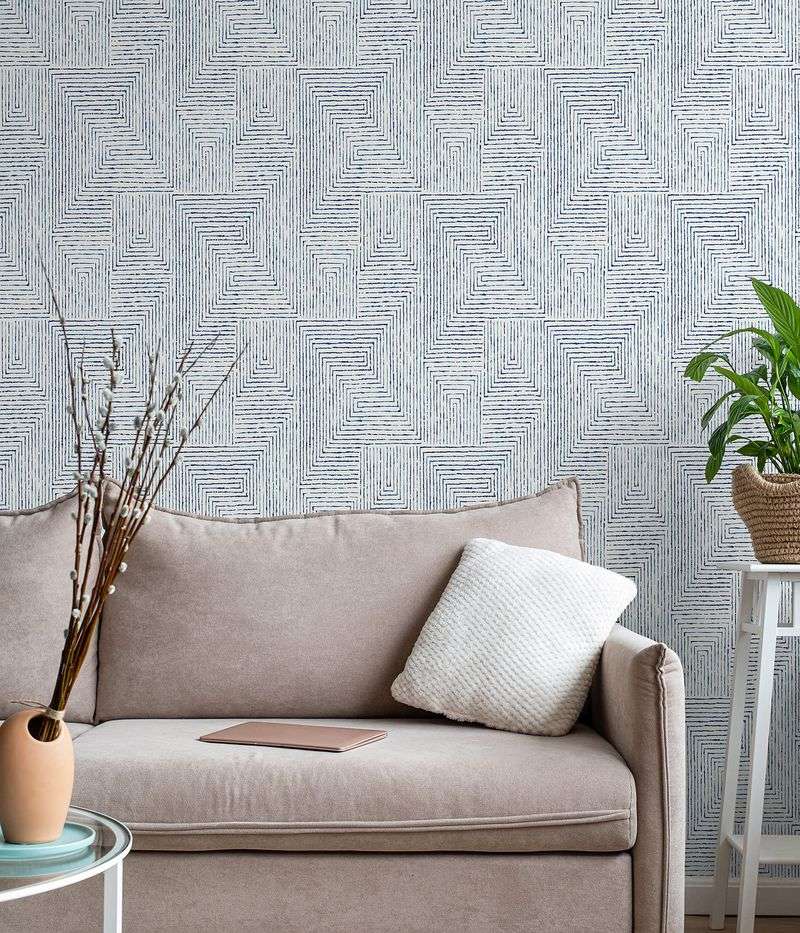 Scott Living Blue Ink Self-Adhesive Geometric Wallpaper
