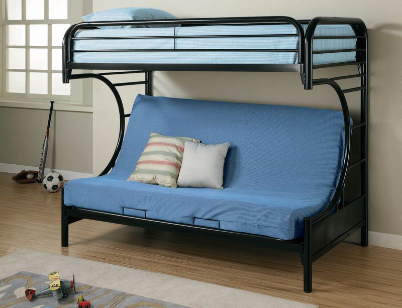 Metal Frame Bunk Bed With Futon Bottom