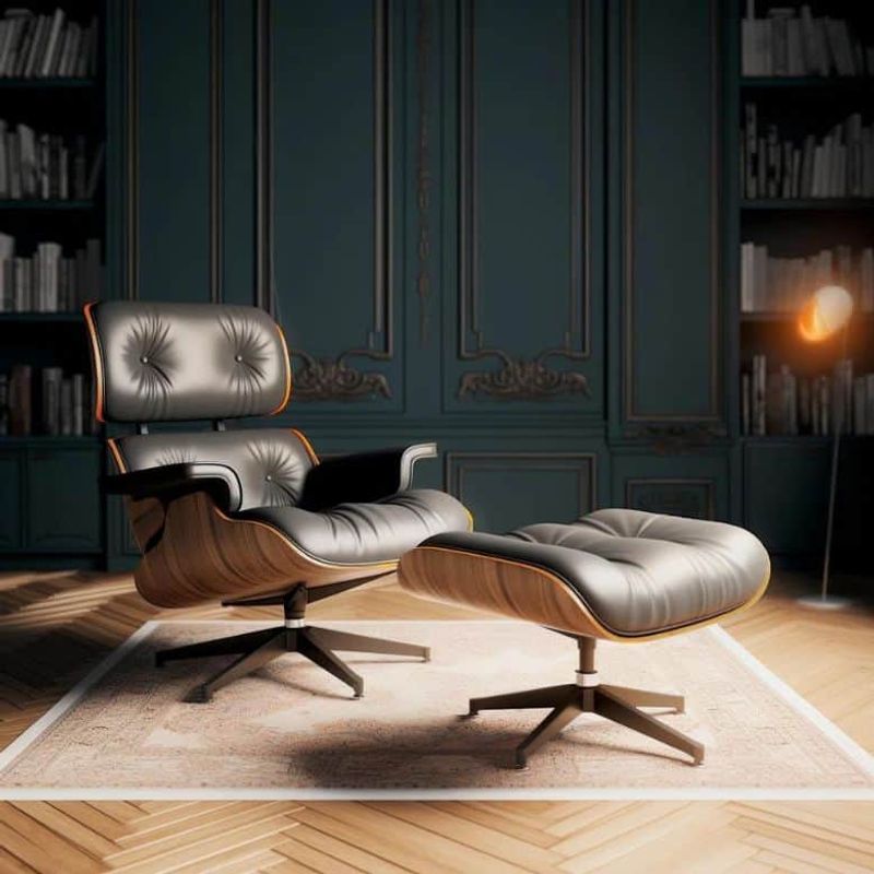 Corrigan Studio Leather Swivel Accent Chair with Ottoman