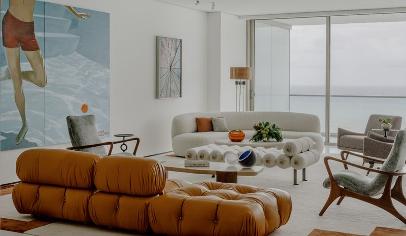 Two-tone leather couches