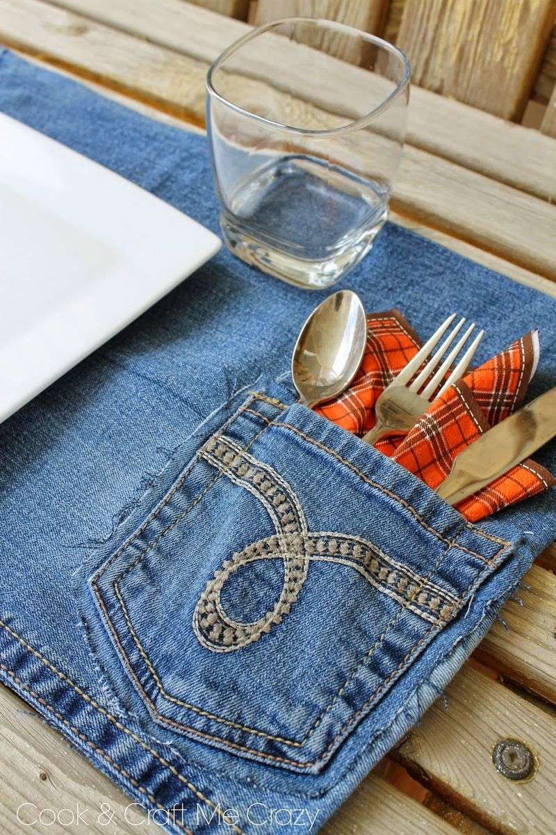 Choose raw-edge denim for DIY placemats