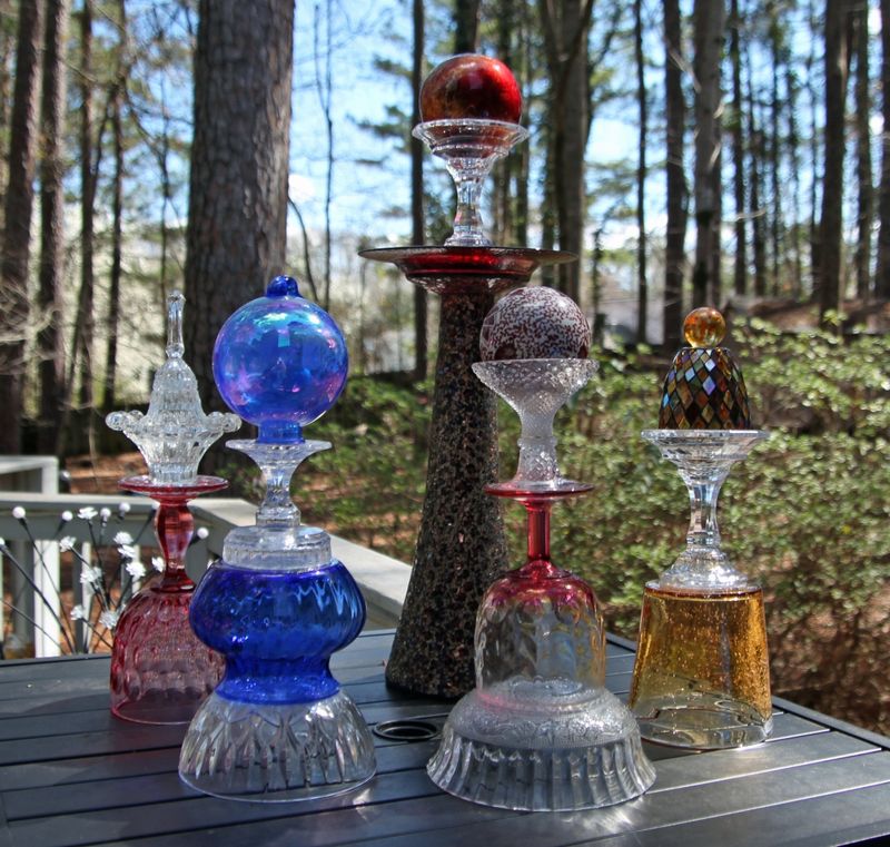 Shattered Glass Garden Globes In Sharp Pieces