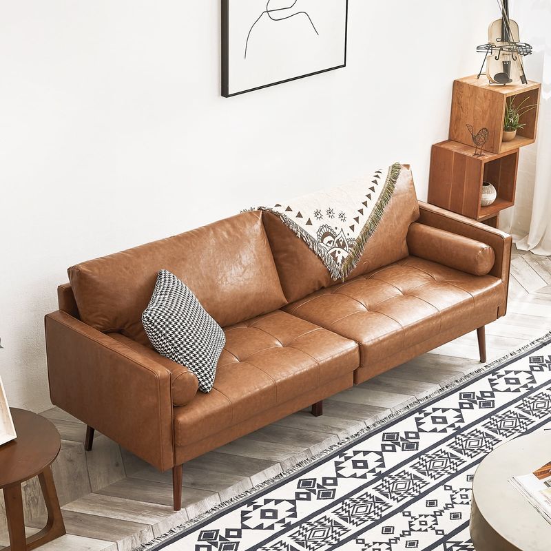 Mid-Century Modern Leather Sofa