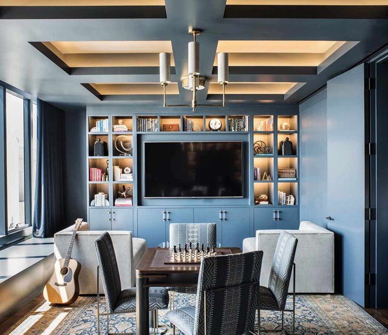 Built-In Shelving In Light Blue