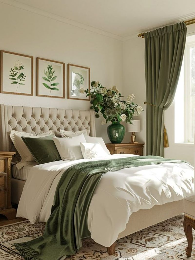Olive Green Curtain Elegance