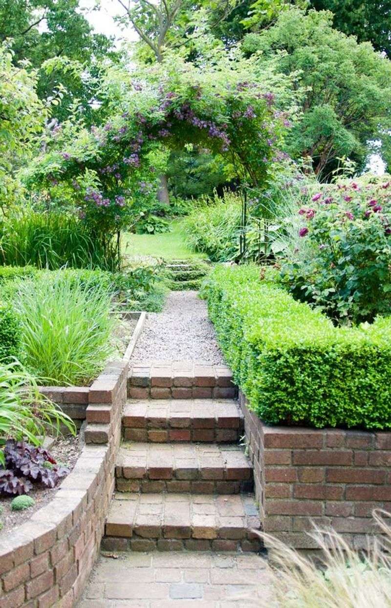 Brick-Edged Gravel Steps
